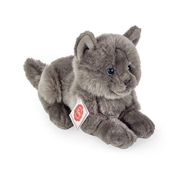 Peluche Chat Gris allongé Hermann 20 cm