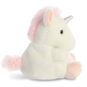 Aurora World Aurora, 33482, Palm Pals Sassy la Licorne, 13 cm, Peluche, Blanche & Rose, Blanc & Rose