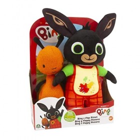 Giochi Preziosi BNG46000 Lot de 2 Peluches&nbsp;. Bing avec Un Tablier de Peintre et des Oreilles bruyantes, et Flop, Douces à câl