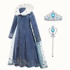 Gridamea Robe Elsa Reine Des Neiges 2 pour les filles Deguisement Elsa Costume de reine pour enfants avec couronne et baguett