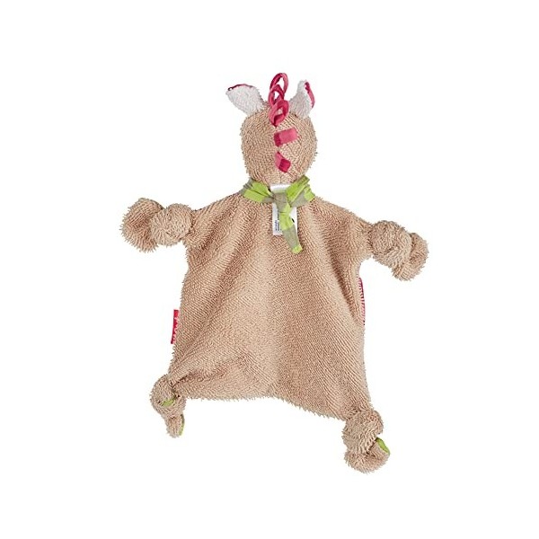 Sigikid Cheval Doudou Plat en Peluche, Recommandé dès la Naissance, 39382, crème/Rose Fuchsia, Taille Unique