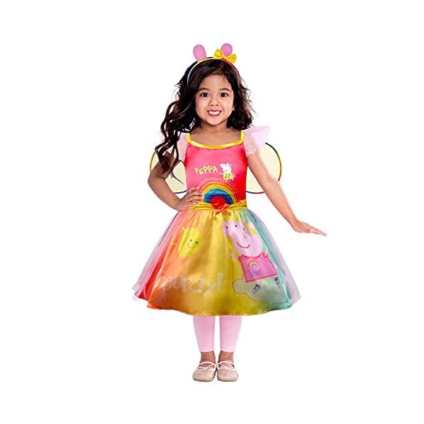 amscan ans-9908876 Robe Peppa Rainbow 2-3 ans, 9908876, multicolore