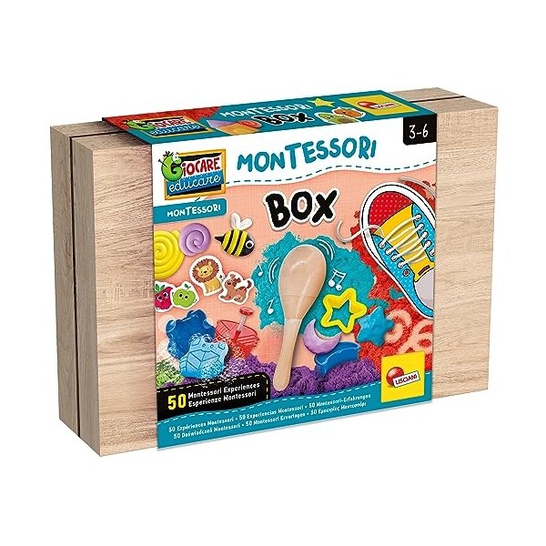 Lisciani - Montessori - Garage pour Voitures - Jeu dImagination et dAction - Voitures en Bois - Garage et Toboggan 3D - Pis