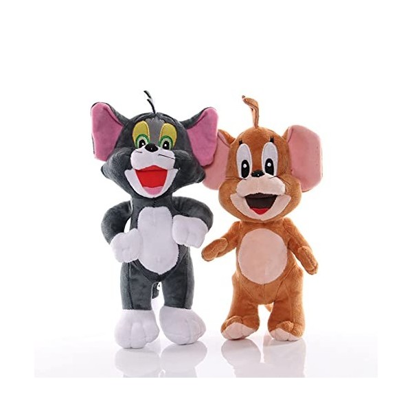 Jerry Mouse Kawaii Lot de 2 poupées en peluche, douces, motif animaux, chats, pour enfants, cadeaux