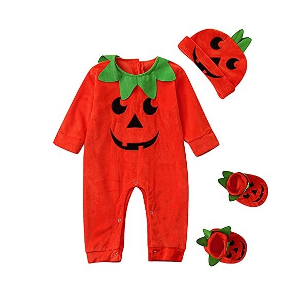 Générique 2/3 Pièces Ensemble Halloween pour Bébé Garçon Fille Déguisement Halloween 0-24 Mois Combinaison à Manches Longues 