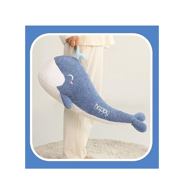 Ermano Peluche 60 cm Super Molle Baleine à Grosse dent Oreiller Jouets en Peluche Animaux Marins Jouets en Peluche remplis d