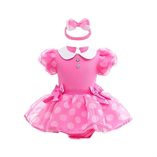 Jolly Fancy - Déguisement Robe Costume Minnie Mouse avec Bandeau pour Bebe Filles Taille 9-12 mois, Rose