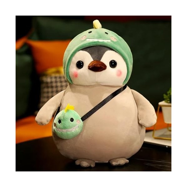 Kawaii Pingouin Peluche Jouet Mignon Pingouin Dinosaure Fleur Poupée en Peluche Oreiller Doux Cadeau Cadeau De Noël 35cm 2