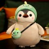 Kawaii Pingouin Peluche Jouet Mignon Pingouin Dinosaure Fleur Poupée en Peluche Oreiller Doux Cadeau Cadeau De Noël 35cm 2