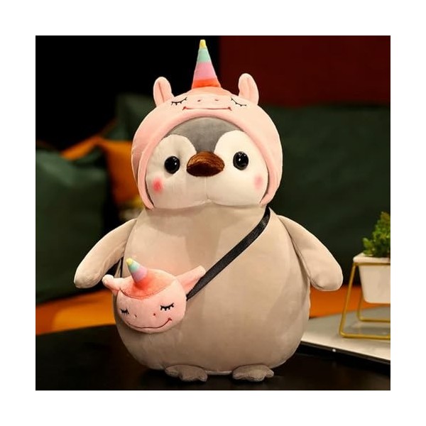 Kawaii Pingouin Peluche Jouet Mignon Pingouin Dinosaure Fleur Poupée en Peluche Oreiller Doux Cadeau Cadeau De Noël 35cm 2