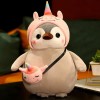 Kawaii Pingouin Peluche Jouet Mignon Pingouin Dinosaure Fleur Poupée en Peluche Oreiller Doux Cadeau Cadeau De Noël 35cm 2
