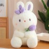 Lapin Mignon Tenant Fleur poupée Lapin Peluche Jouet Peluche Animal Coussin Oreiller décoré Kawaii Cadeau d’Anniversaire aux 