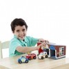 Melissa & Doug Wooden Keys & Cars Rescue Garage , Wooden Toys for 3 Year Old Boy Gifts , Toy Car Set & Emergency Services Sta