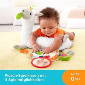 Fisher-Price Mon Coussin dÉveil Lama en Peluche avec 3 Jouets Amovibles, Jeu sur le Ventre et Assis, des la Naissance, GLK39