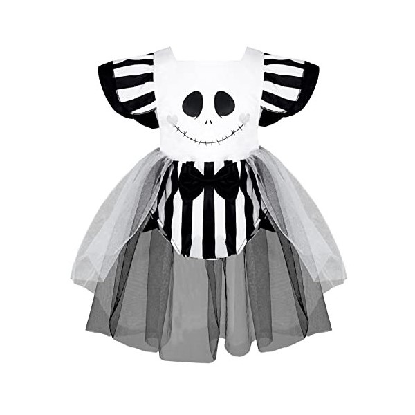 ranrann Déguisement Fantôme Bébé Fille Barboteuse Robe Costume Halloween Cosplay Carnaval Party Soirée 0-3 Ans Noir 12-18 moi