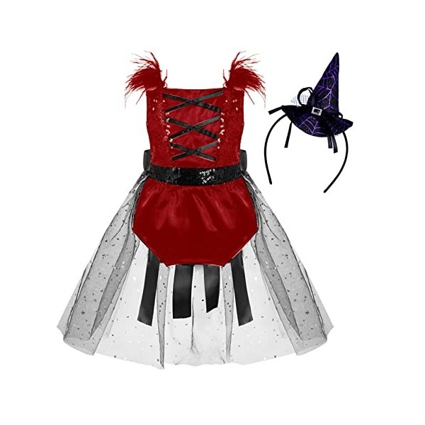 ranrann Déguisement Fantôme Bébé Fille Barboteuse Robe Costume Halloween Cosplay Carnaval Party Soirée 0-3 Ans Noir 12-18 moi