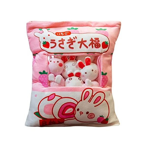 Zhongkaihua Snack Pack Coussin en Peluche Cute Mini Lapin Rose en Peluche rembourré Coussin Snack canapé