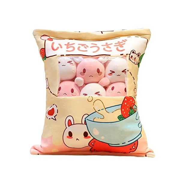 Zhongkaihua Snack Pack Coussin en Peluche Cute Mini Lapin Rose en Peluche rembourré Coussin Snack canapé