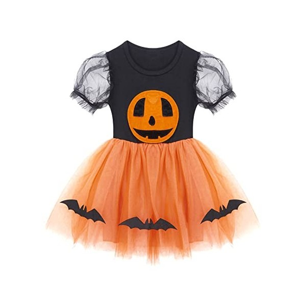 ranrann Déguisement Fantôme Bébé Fille Barboteuse Robe Costume Halloween Cosplay Carnaval Party Soirée 0-3 Ans Noir 12-18 moi