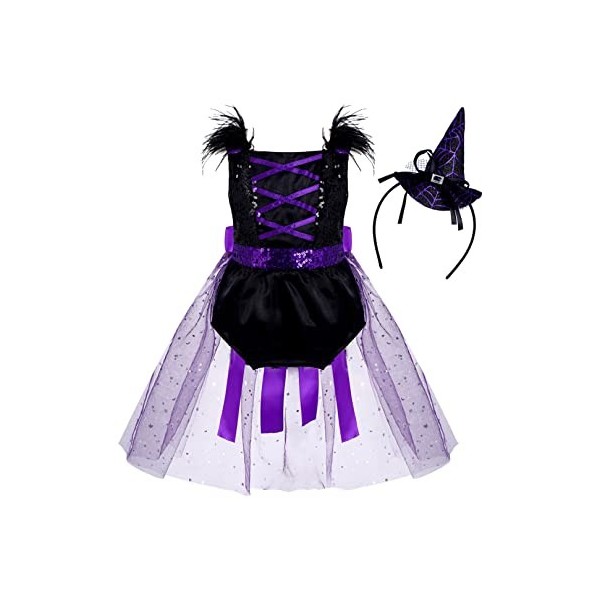 ranrann Déguisement Fantôme Bébé Fille Barboteuse Robe Costume Halloween Cosplay Carnaval Party Soirée 0-3 Ans Noir 12-18 moi