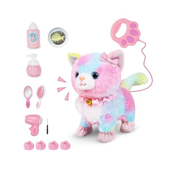 Fivtsme Chien Électronique interactif, Chien de Jouets Électriques, Jouet électronique en Peluche pour Chat avec Laisse téléc