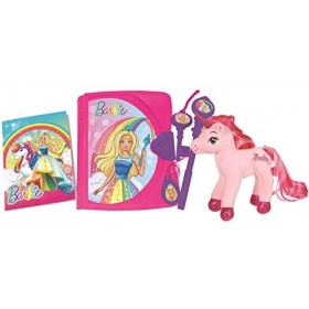 Lexibook- Unicorn Mattel Barbie, Journal Intime électronique Lumineux et sonore avec Licorne en Peluche, carnet, clé, Stylo e