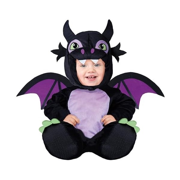 Fiestas Guirca Déguisement Dragon Noir avec Ailes pour Bébé Garçon - Déguisement Halloween Bébé 18-24 Mois