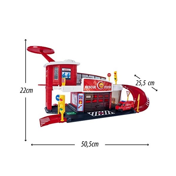 Majorette - Creatix Rescue Station - avec véhicule Jouet, cabane de Pompier sur 2 étages pour Enfants à partir de 5 Ans + Cam