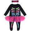 Mombebe Bébé Filles Squelette Halloween Costume Barboteuse avec Bandeau 6-9 Mois, Squelette 