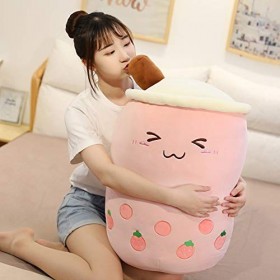 Jouet en Peluche Bubble tea,Oreiller en Peluche de thé à Bulles,Coussin décoratif en Peluche,Mignon Peluche Poupée Souple Jou