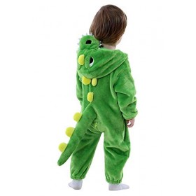 LOLANTA Bébé Deguisement Dinosaure, Animal Combinaison en Flanelle à Capuche Barboteuse Enfant, Costume de Carnaval 15-18 Moi