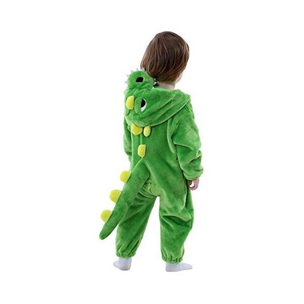 LOLANTA Bébé Deguisement Dinosaure, Animal Combinaison en Flanelle à Capuche Barboteuse Enfant, Costume de Carnaval 15-18 Moi