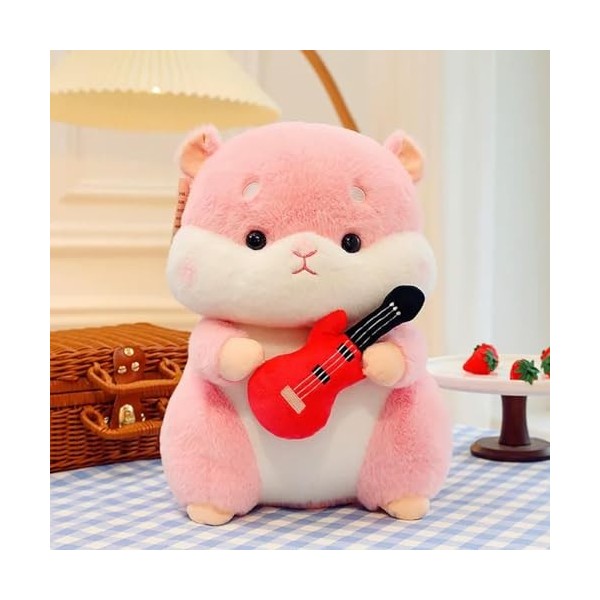 Dessin animé Kawaii Tenant Guitare, Hamster, Jouet en Peluche, Souris Portant des écouteurs, poupée, Oreiller en Peluche, déc