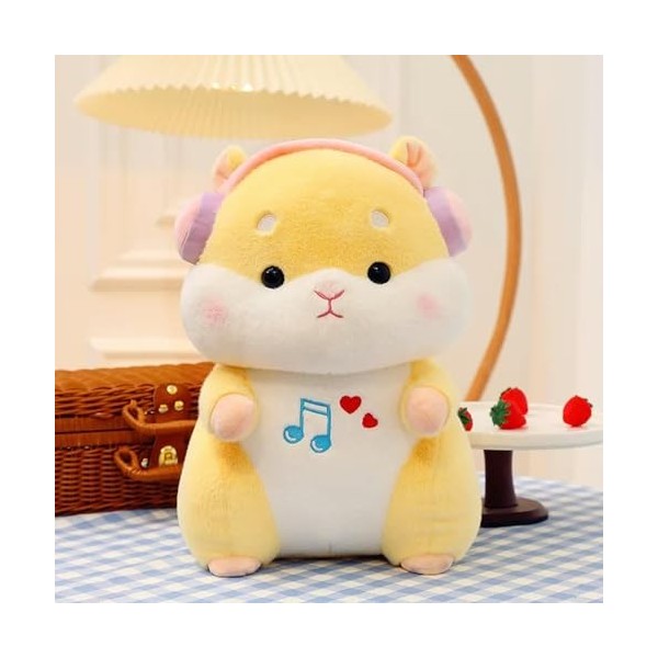 Dessin animé Kawaii Tenant Guitare, Hamster, Jouet en Peluche, Souris Portant des écouteurs, poupée, Oreiller en Peluche, déc
