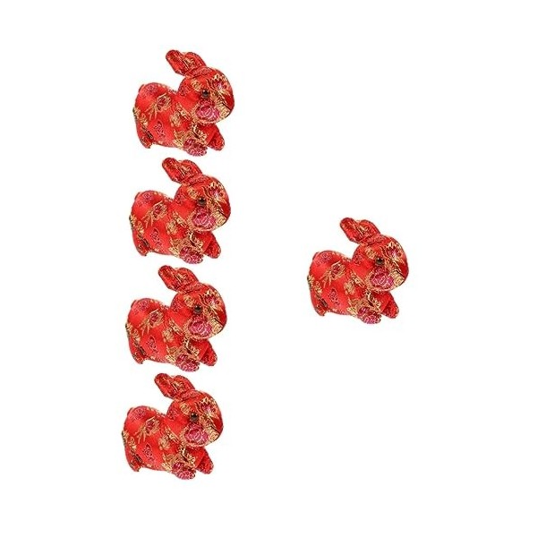 Toyvian 4 Pièces Mascotte De Lannée du Lapin Jouets danimaux Mini Peluches Mini-Jouet Décoration Décor De Statue Pompons De