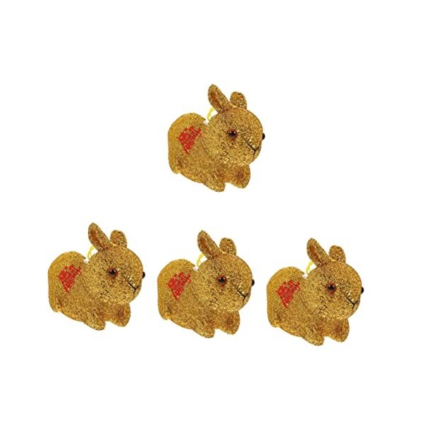 Toyvian 4 Pièces Mascotte De Lannée du Lapin Jouets danimaux Mini Peluches Mini-Jouet Décoration Décor De Statue Pompons De
