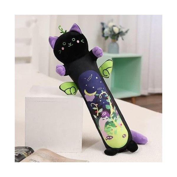 SaruEL Kawaii Peluche Long Chat Peluche Jouet Mignon Coussin en Peluche Doux Sieste Tapis Animal poupée Enfants Cadeau d’Anni
