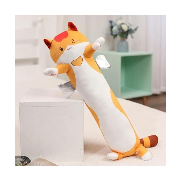 SaruEL Kawaii Peluche Long Chat Peluche Jouet Mignon Coussin en Peluche Doux Sieste Tapis Animal poupée Enfants Cadeau d’Anni