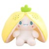 SaruEL Lapin en Peluche Jouets Mignon Lapin Fraise Peluche Animaux Kawaii Lapin Anniversaire Cadeaux de Noël 35cm 3