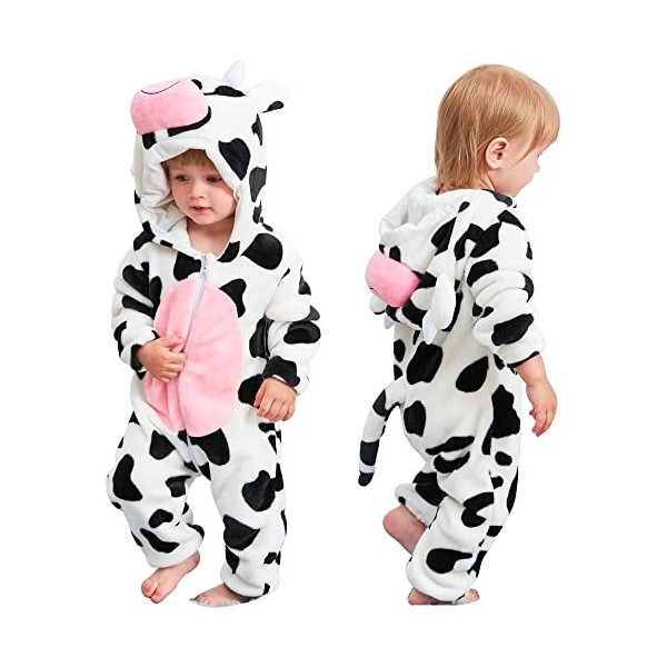 COOKY.D Infantile à Capuche Bébé Barboteuses Doux Flanelle Hiver Animaux Cosplay Costume Combinaison pour Bébés Filles Garçon