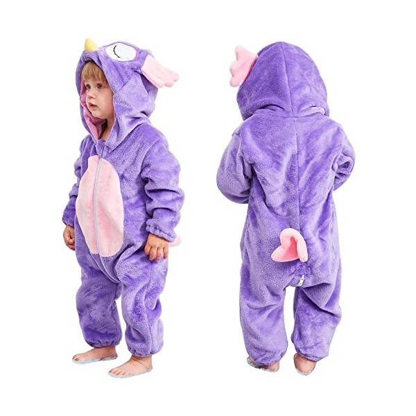 COOKY.D Infantile à Capuche Bébé Barboteuses Doux Flanelle Hiver Animaux Cosplay Costume Combinaison pour Bébés Filles Garçon