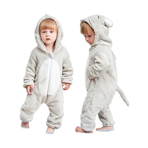 COOKY.D Infantile à Capuche Bébé Barboteuses Doux Flanelle Hiver Animaux Cosplay Costume Combinaison pour Bébés Filles Garçon