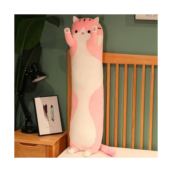 NOpinz Kawaii Doux Long Chat Oreiller Jouet en Peluche Bureau Sieste Oreiller Lit Sommeil Oreiller Décoration Intérieure Cade