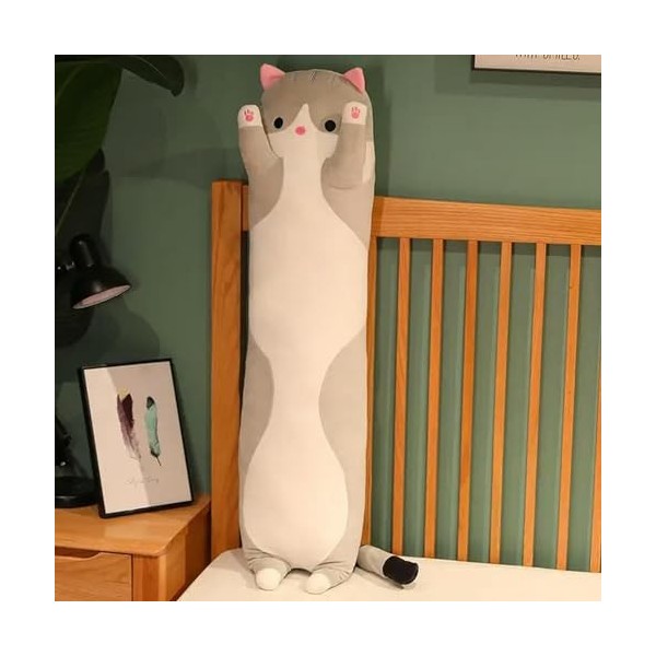 NOpinz Kawaii Doux Long Chat Oreiller Jouet en Peluche Bureau Sieste Oreiller Lit Sommeil Oreiller Décoration Intérieure Cade