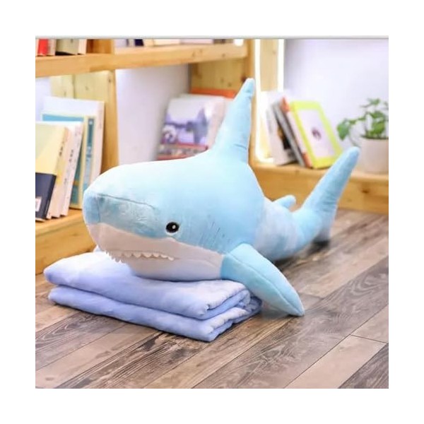 LfrAnk Peluche Requin Jouet Requin en Peluche Animal Oreiller Doux Peluche Enfant Cadeau D’Anniversaire Cadeau De Noël 100cm 