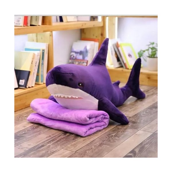 LfrAnk Peluche Requin Jouet Requin en Peluche Animal Oreiller Doux Peluche Enfant Cadeau D’Anniversaire Cadeau De Noël 100cm 