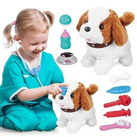 Jouet Interactif en Peluche Chien pour Enfants, Jouet Interactif pour Enfants avec Fonction Marche, Aboiement, Remuement de l