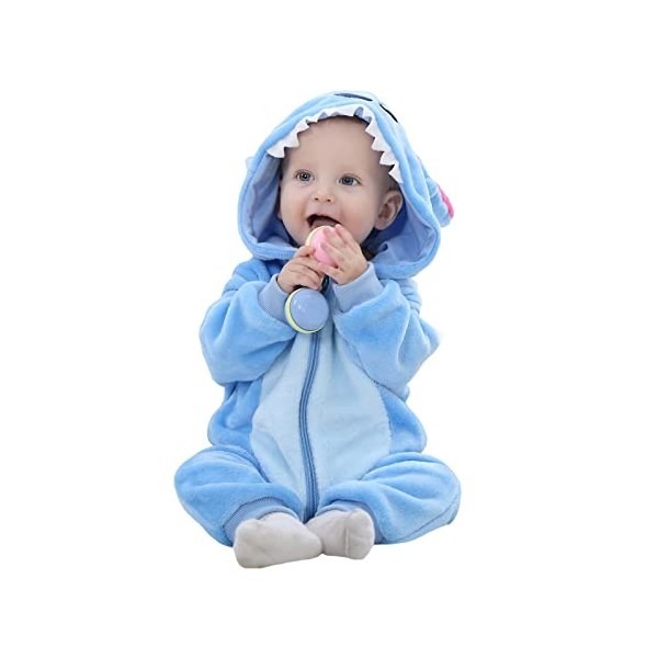 Combinaison Pyjama Bébé Déguisement Barboteuse Unisexe Animal Grenouillère à Capuche pour Bébé Fille Garçon Chaud Printemps H