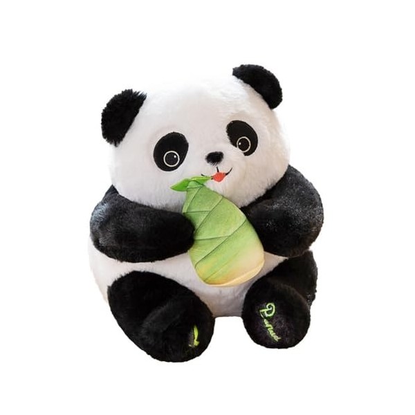 URFEDA Panda Peluches 50 cm, Jouet en Peluche Animal Doux, Panda Peluche avec pousses de Bambou, Mignon Noir Blanc Ours en Pe