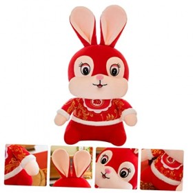Totority 2 Pièces Poupée De Lapin du Nouvel an Chinois Nouvel an Animal en Peluche Poupée De Lapin en Peluche Poupée De Lapin